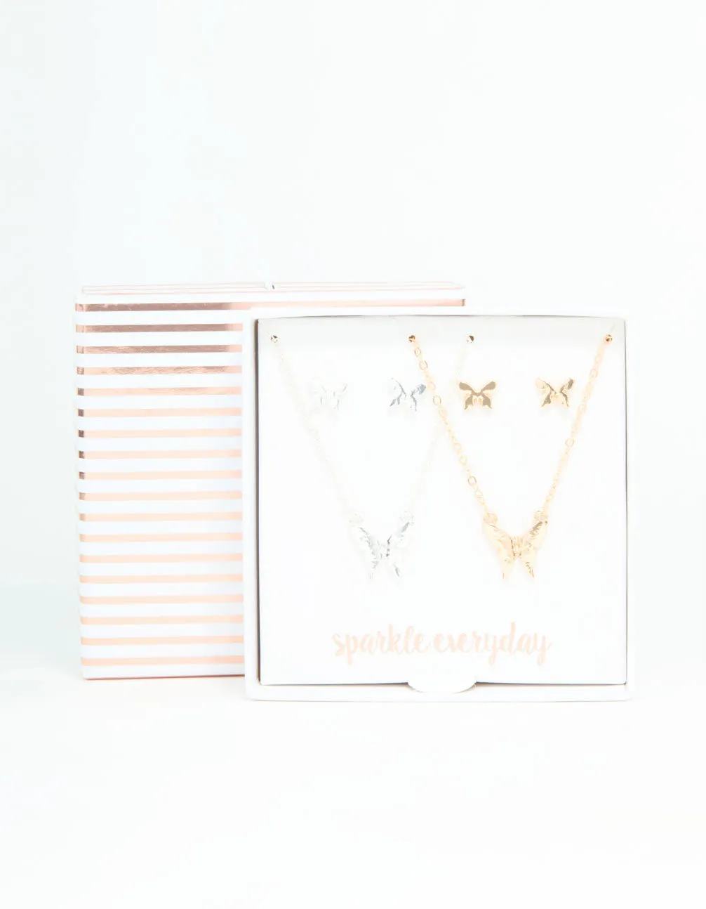 Mixed Metals Butterfly Necklace & Earrings Set sold by lovisa product image thumbnail 3