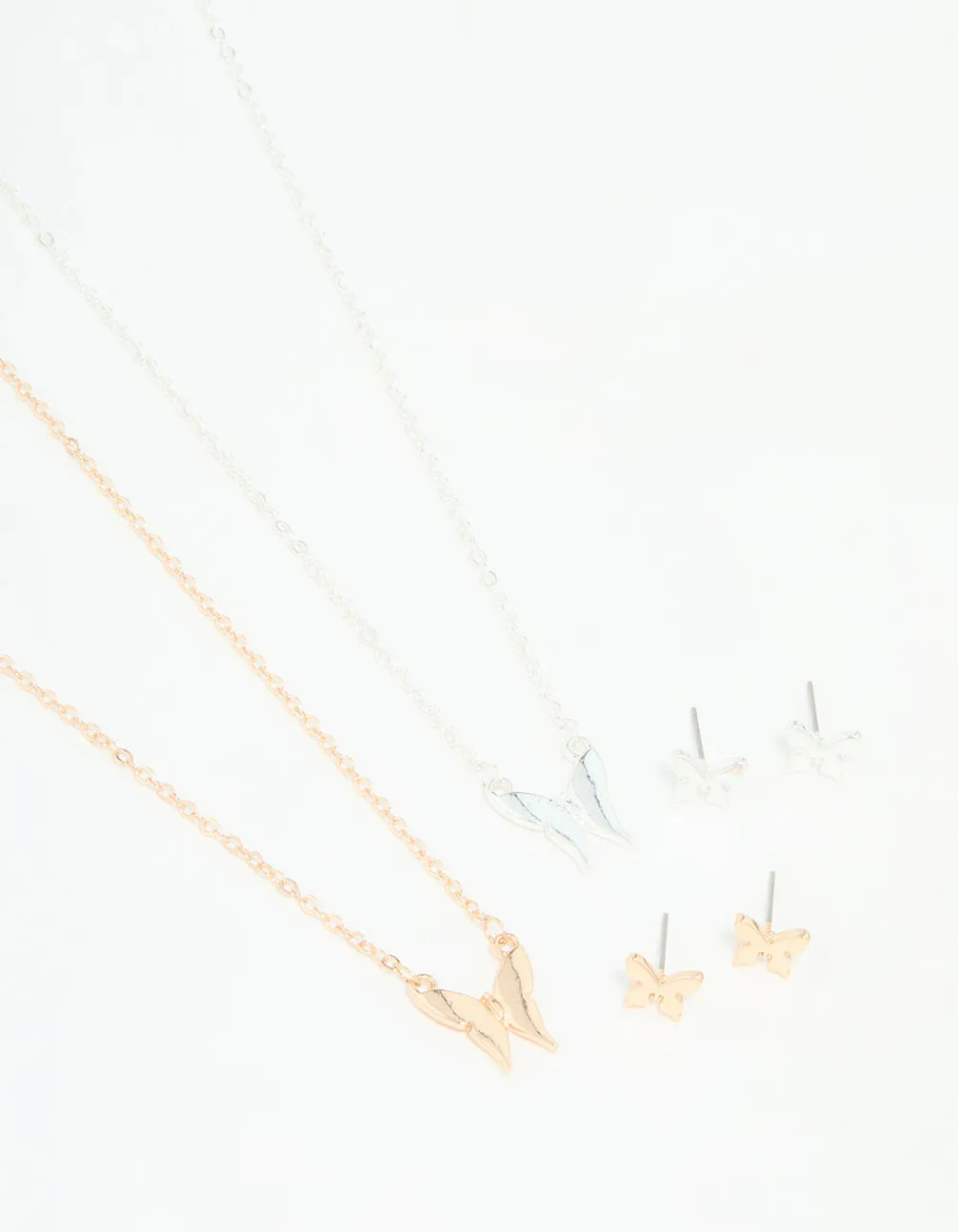 Mixed Metals Butterfly Necklace & Earrings Set sold by lovisa