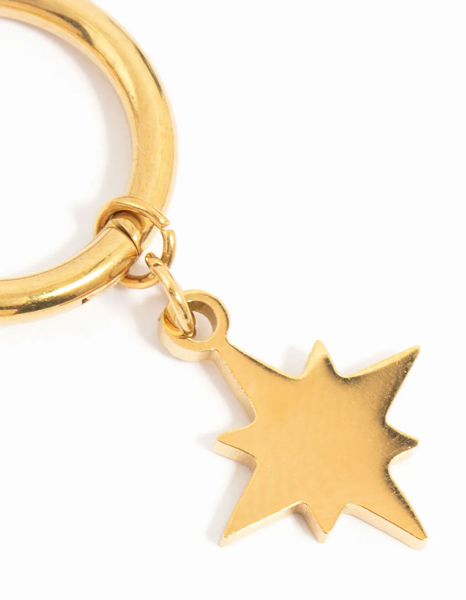 Waterproof Gold Plated Stainless Steel Star Hoop Earrings sold by lovisa product image thumbnail 5