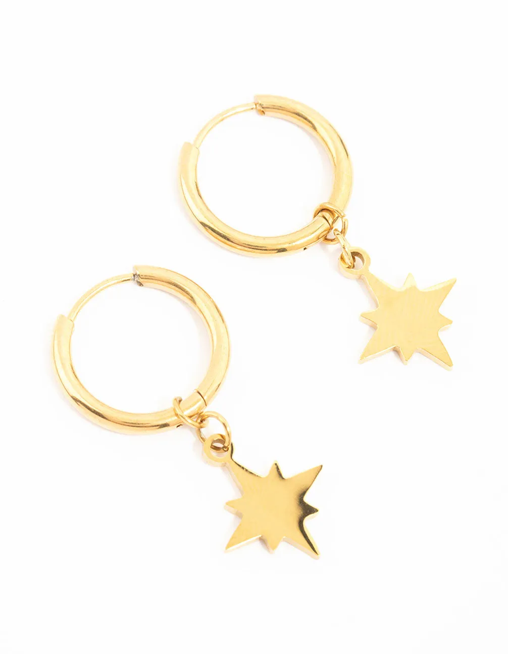 Waterproof Gold Plated Stainless Steel Star Hoop Earrings sold by lovisa product image thumbnail 4