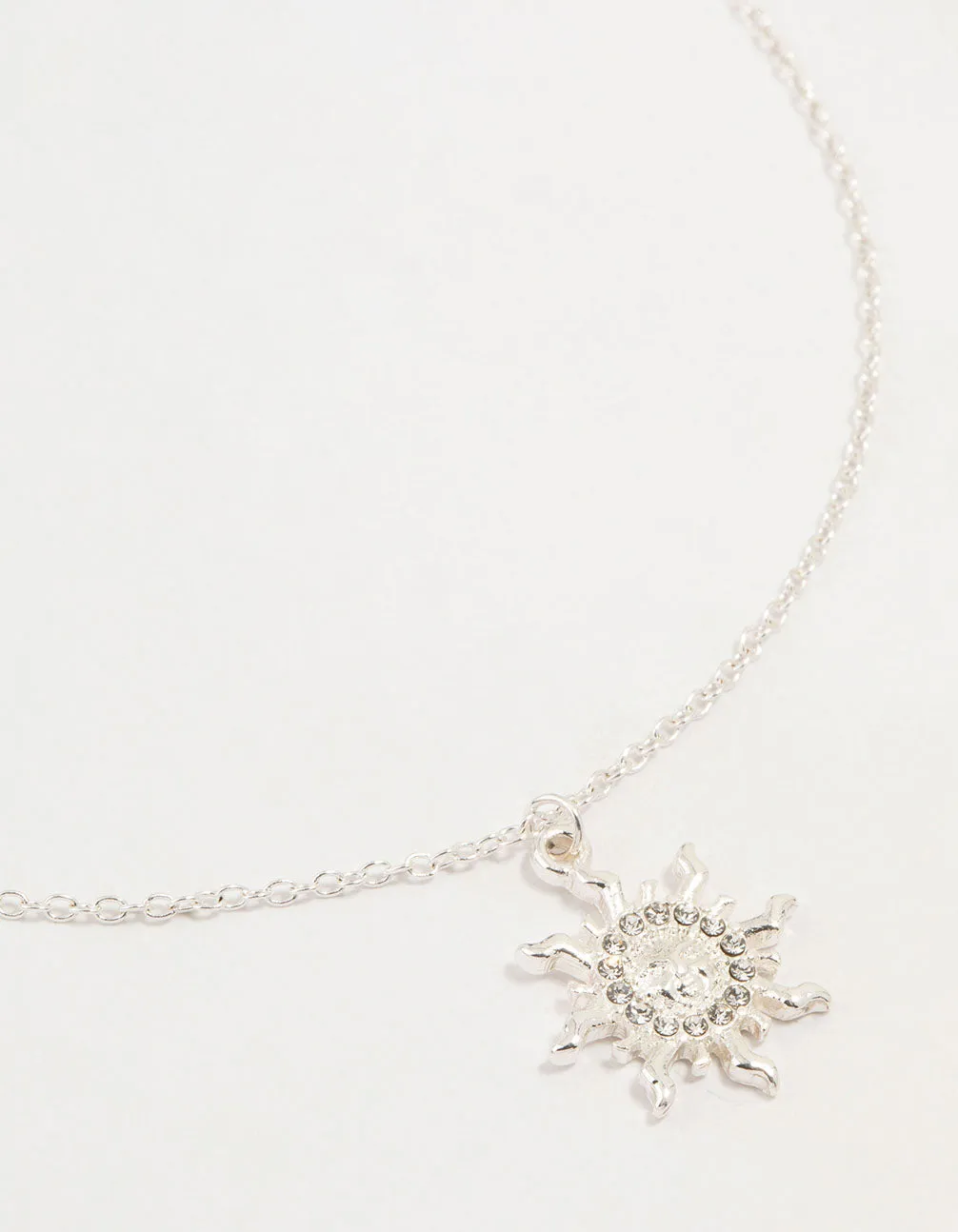 Silver Diamante Sun Pendant Necklace sold by lovisa