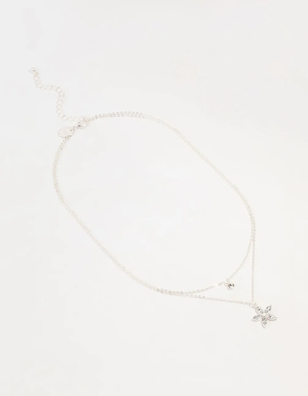Silver Diamante Flower Layered Necklace sold by lovisa product image thumbnail 2