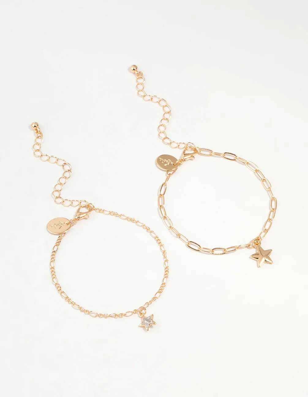 Gold Diamante Star Chain Bracelets 2-Pack sold by lovisa