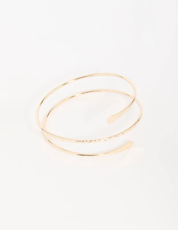 Gold Harmered Arm Cuff sold by lovisa