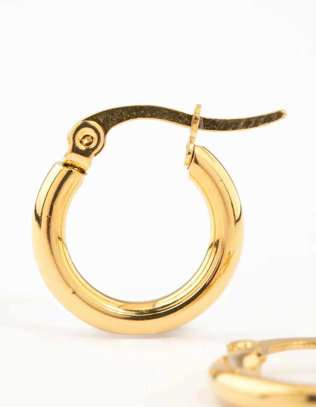 Waterproof Gold Plated Stainless Steel Clean Hinge Hoop Earrings sold by lovisa product image thumbnail 4