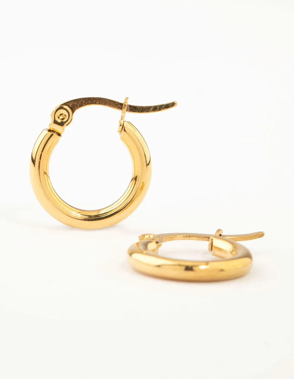 Waterproof Gold Plated Stainless Steel Clean Hinge Hoop Earrings sold by lovisa