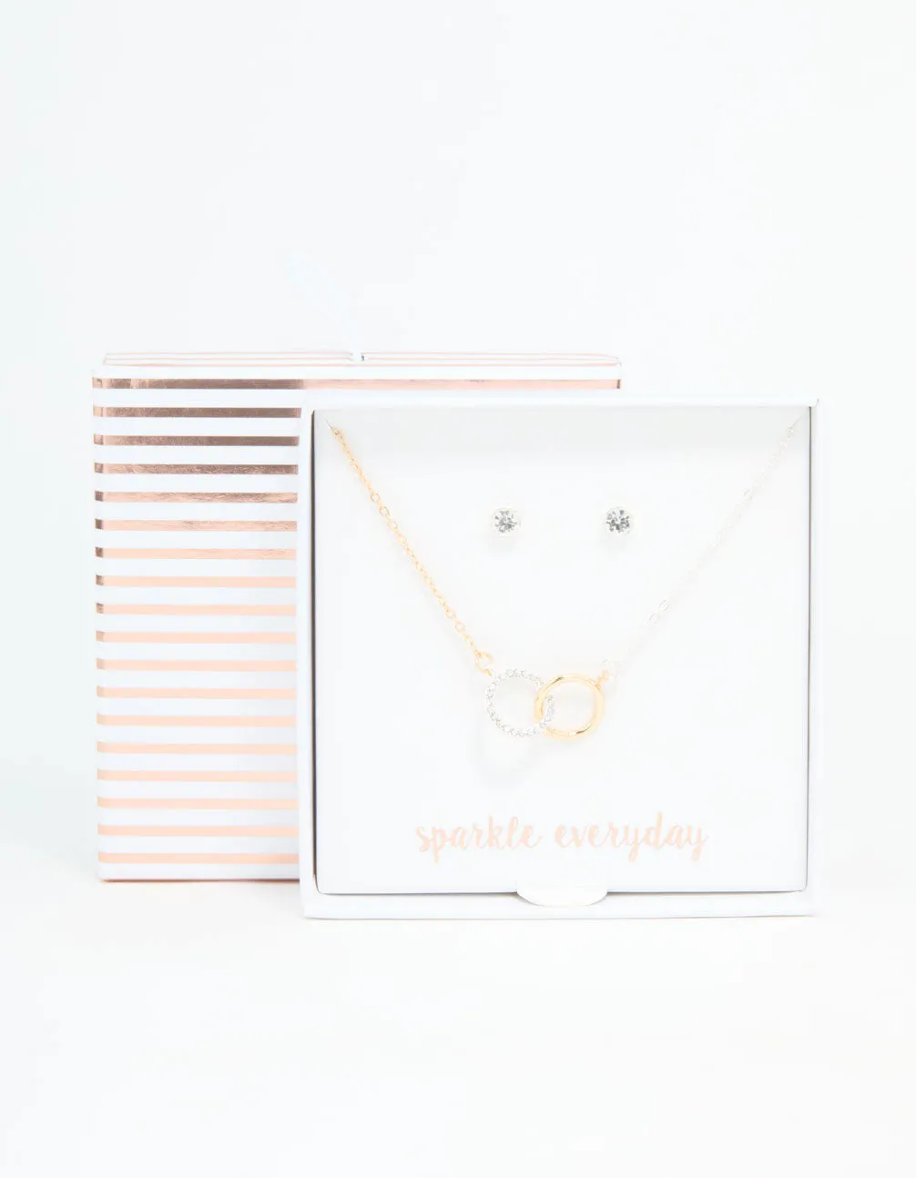 Mixed Metals Linked Circle Necklace & Stud Earrings Set sold by lovisa product image thumbnail 3