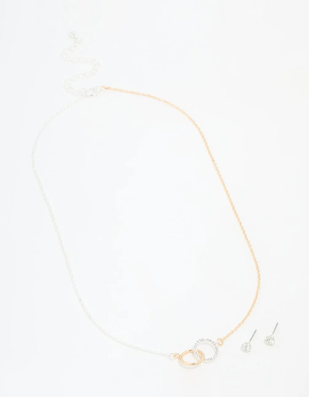 Mixed Metals Linked Circle Necklace & Stud Earrings Set sold by lovisa product image thumbnail 2