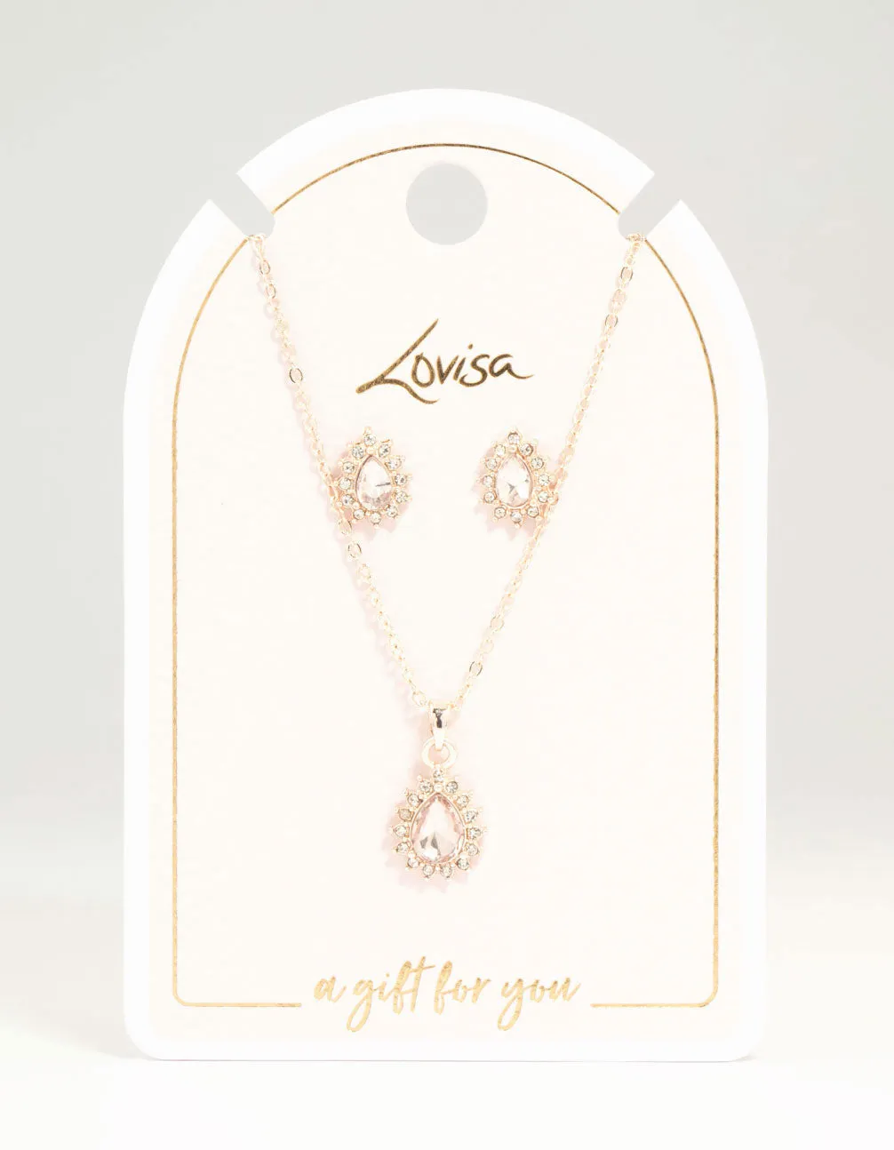 Rose Gold Diamante Teardrop Necklace & Earrings Set sold by lovisa product image thumbnail 3