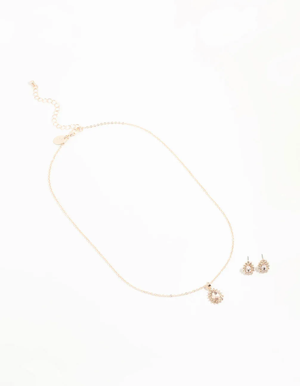 Rose Gold Diamante Teardrop Necklace & Earrings Set sold by lovisa product image thumbnail 2