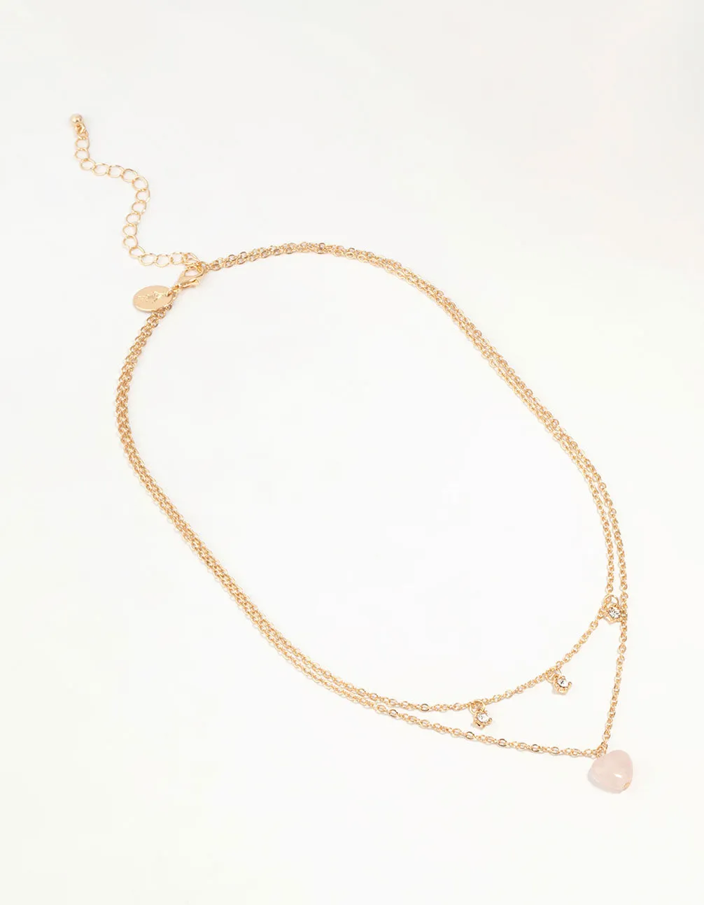 Gold Diamante Pink Heart Layered Necklace sold by lovisa product image thumbnail 2