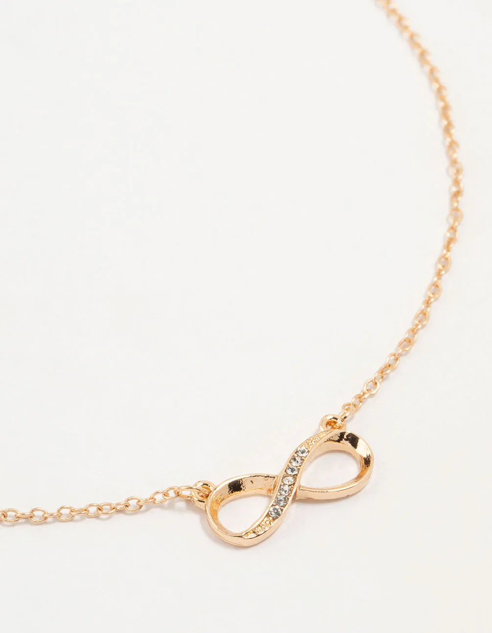 Gold Diamante Infinity Necklace sold by lovisa