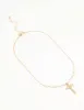 Gold Pearl Cross Diamante Pendant Necklace sold by lovisa