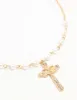 Gold Pearl Cross Diamante Pendant Necklace sold by lovisa
