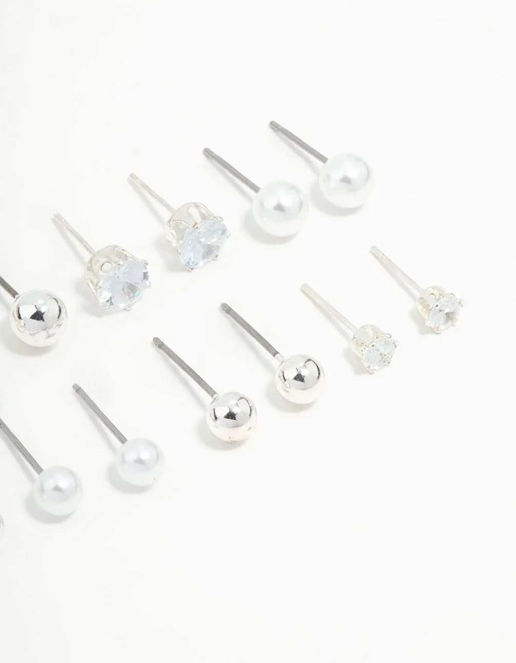 Silver Diamante & Pearl Stud Earrings 8-Pack sold by lovisa product image thumbnail 3