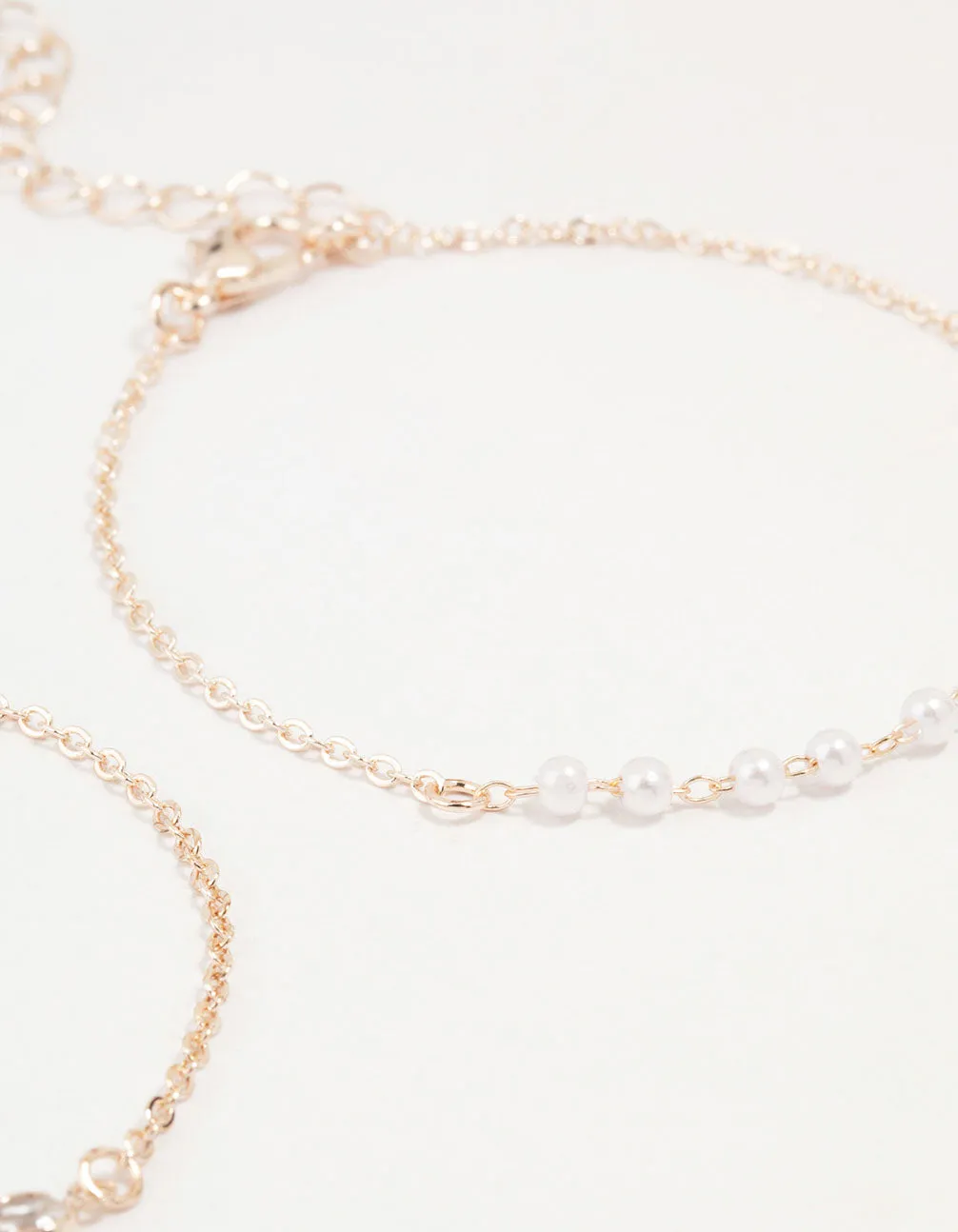 Rose Gold & Pearl Station Diamante Bracelets 2-Pack sold by lovisa product image thumbnail 2