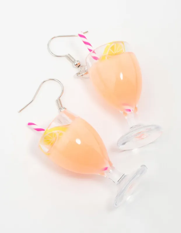 Orange Cocktail Drink Drop Earrings sold by lovisa