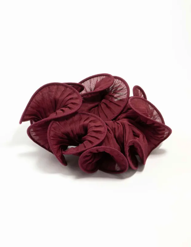 Burgundy Plisse Fabric Crinkle Scrunchie sold by lovisa