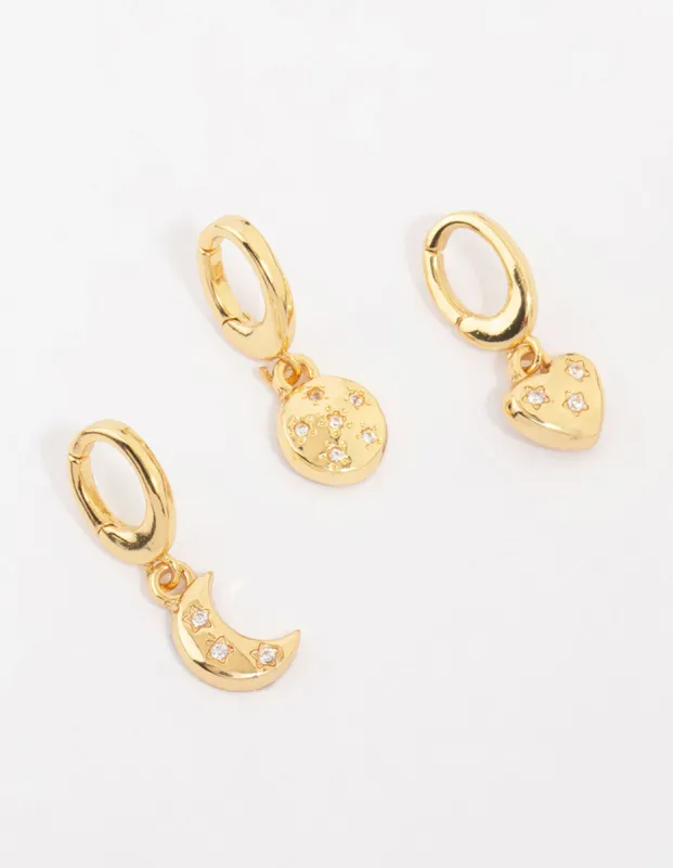 Gold Plated Celestial Charms 3-Pack sold by lovisa