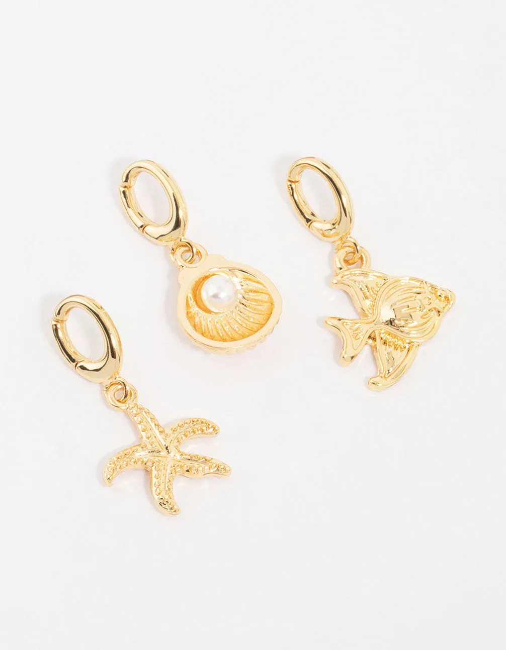Gold Plated Shell & Starfish Charms 3-Pack sold by lovisa