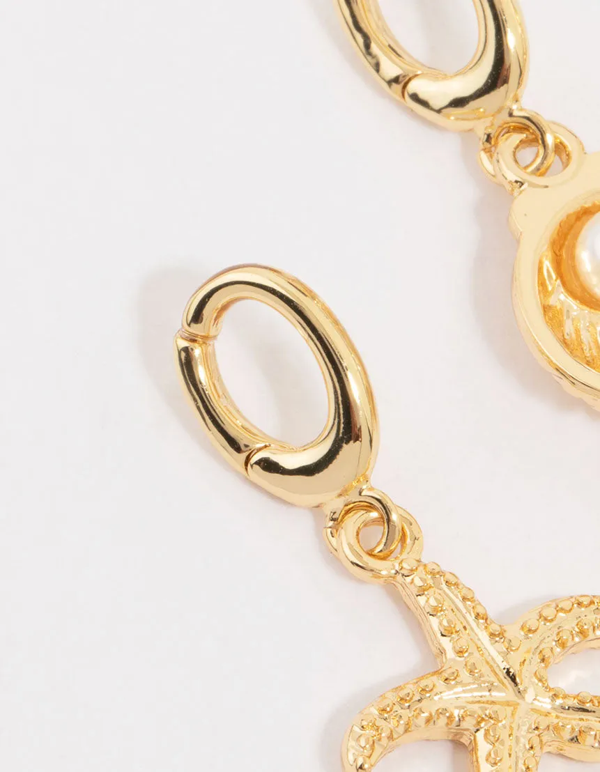 Gold Plated Shell & Starfish Charms 3-Pack sold by lovisa product image thumbnail 2