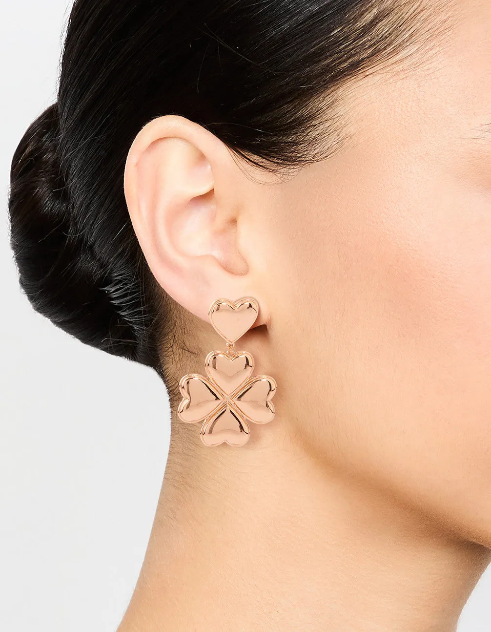 Gold Heart Clover Drop Earrings sold by lovisa product image thumbnail 2