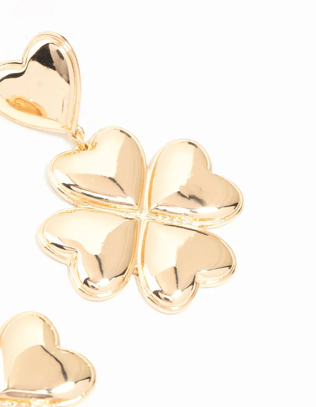 Gold Heart Clover Drop Earrings sold by lovisa product image thumbnail 5