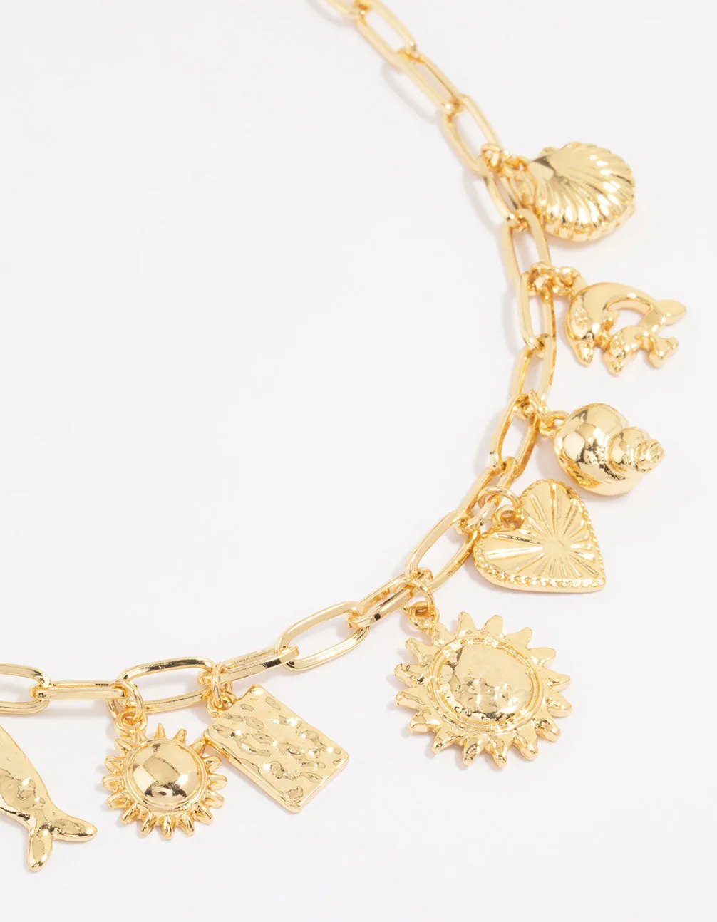 Gold Plated Sun & Shell Charm Necklace sold by lovisa