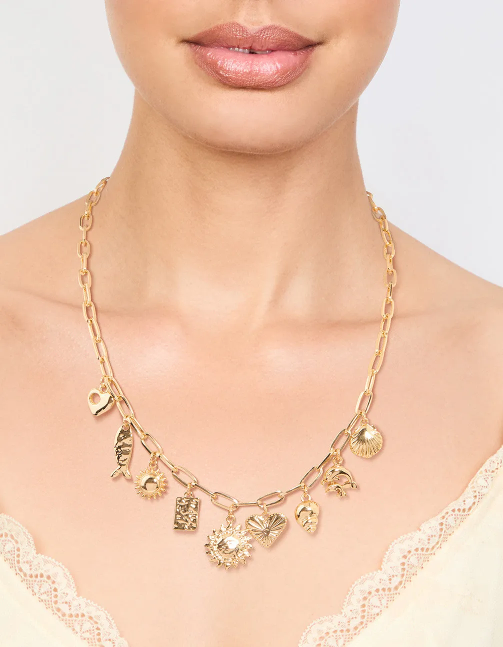 Gold Plated Sun & Shell Charm Necklace sold by lovisa product image thumbnail 2