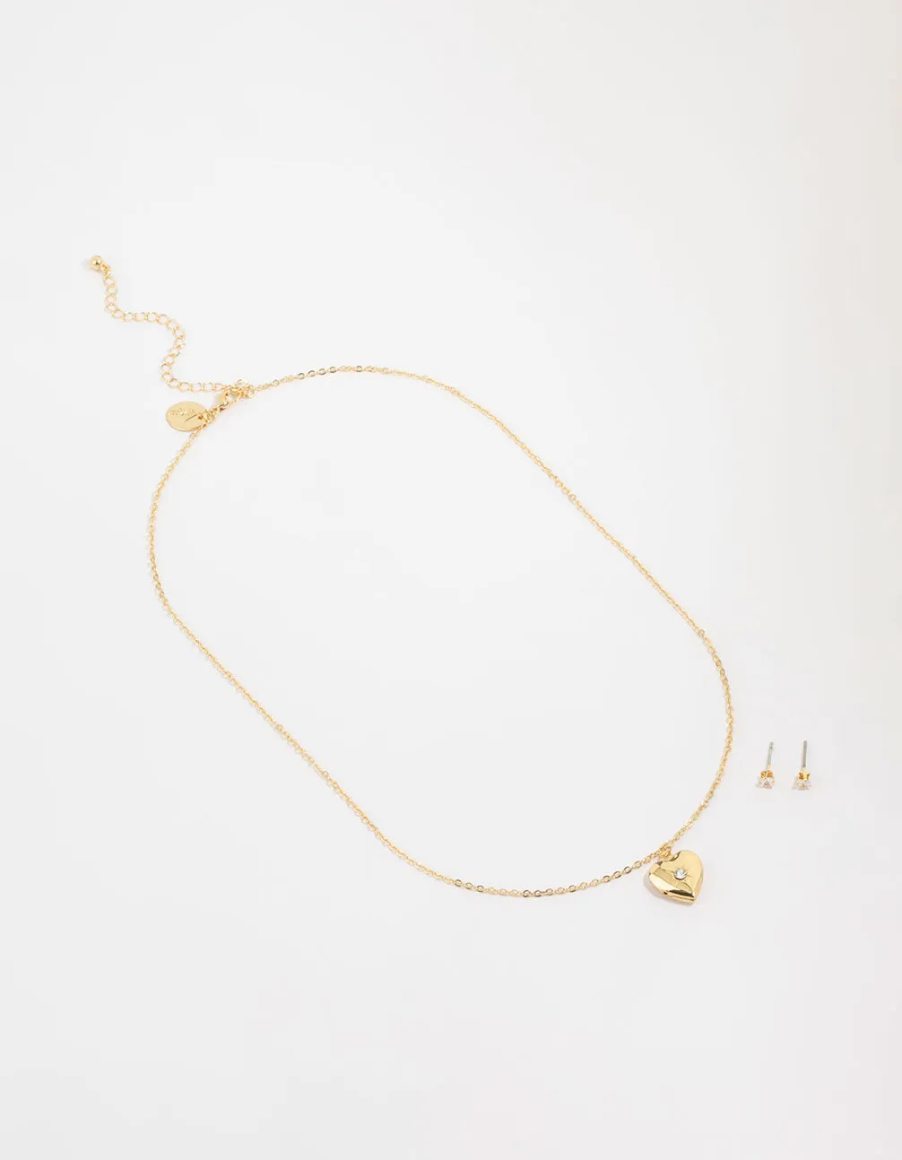 Gold Plated Cubic Zirconia Heart Locket Necklace & Stud Earrings Set sold by lovisa product image thumbnail 2