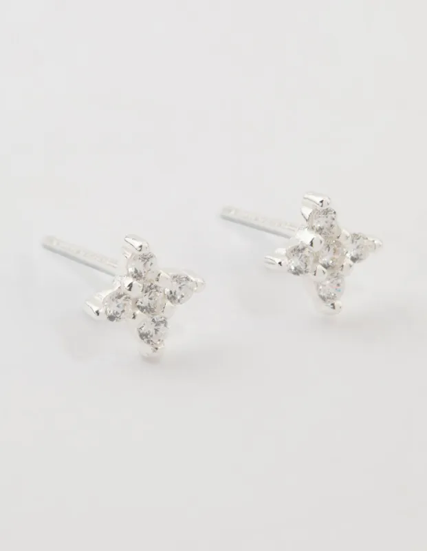 Sterling Silver Cubic Zirconia Micro Flower Stud Earrings sold by lovisa