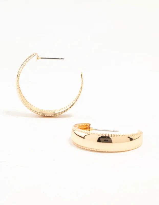 Gold Dot Border Hoop Earrings sold by lovisa