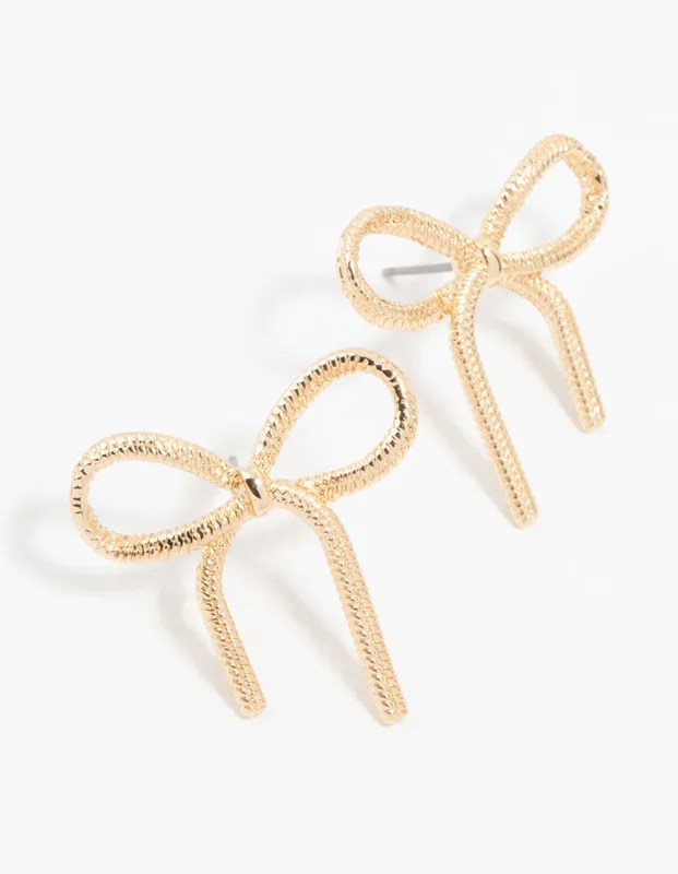 Gold Snake Bow Stud Earrings sold by lovisa