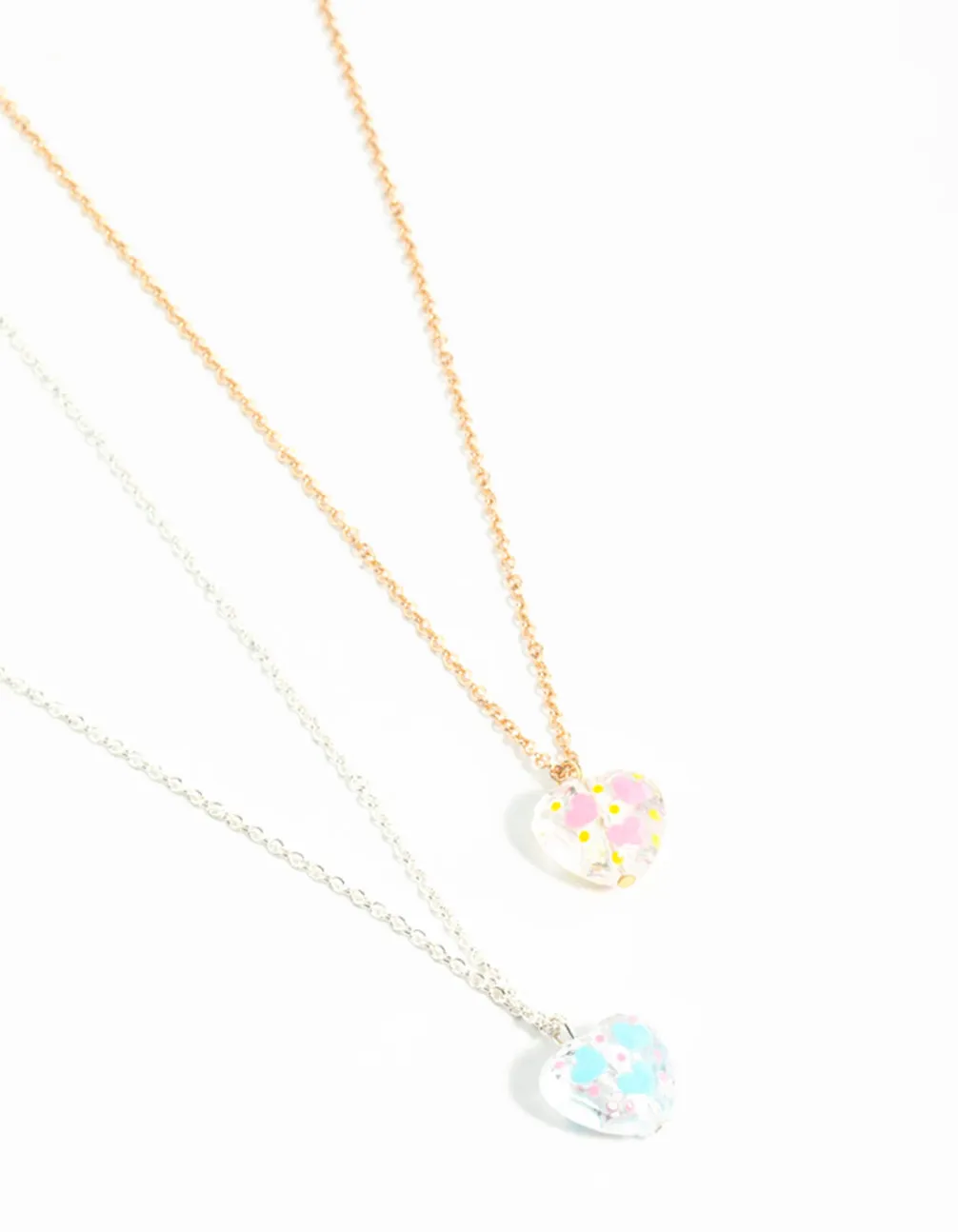 Acrylic Painted Heart Pendant Necklaces 2-Pack sold by lovisa