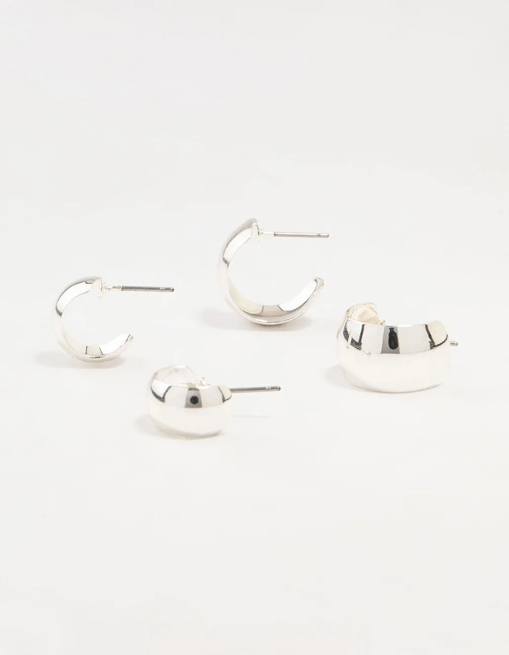 Silver Wide Huggie Earrings 2-Pack sold by lovisa