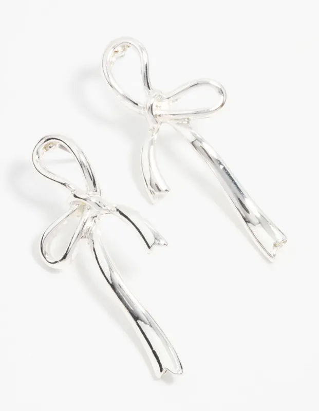 Silver Bow Drop Earrings sold by lovisa