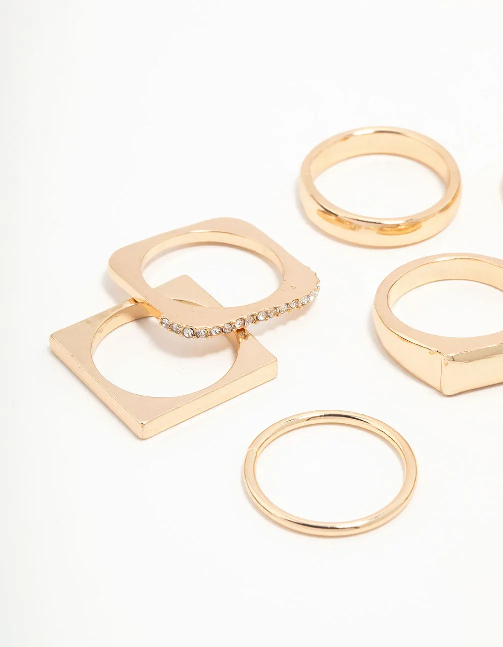 Gold Diamante Square Stacking Rings 8-Pack sold by lovisa product image thumbnail 2