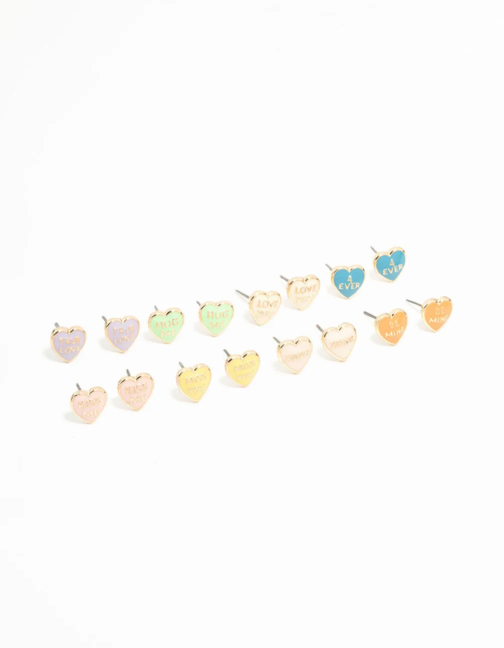 Gold Candy Hearts Stud Earrings 8-Pack sold by lovisa
