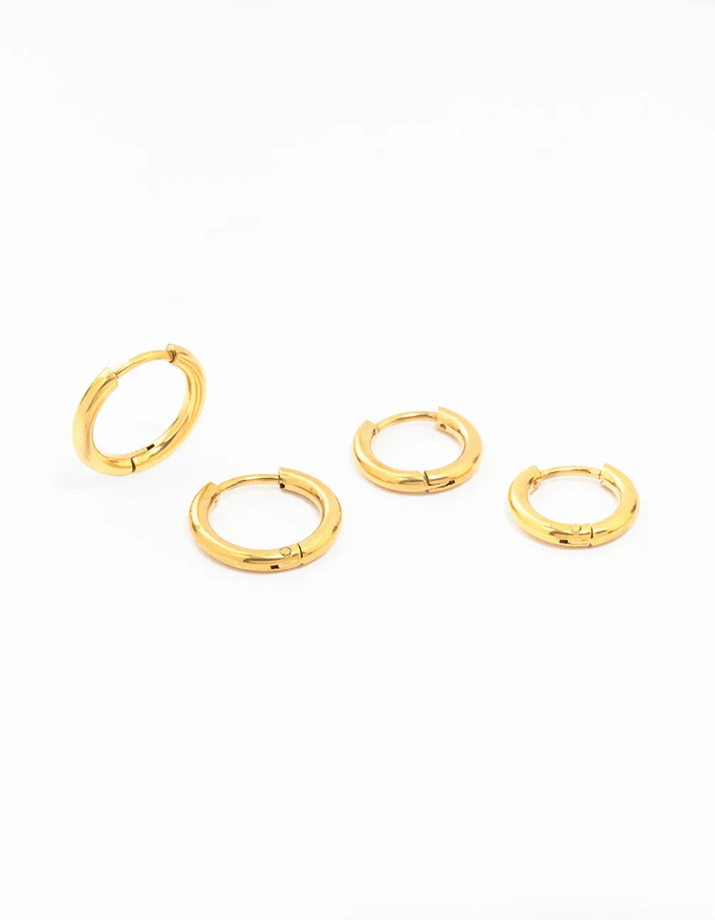 Waterproof Gold Plated Stainless Steel Medium Hoop Earrings 2-Pack sold by lovisa