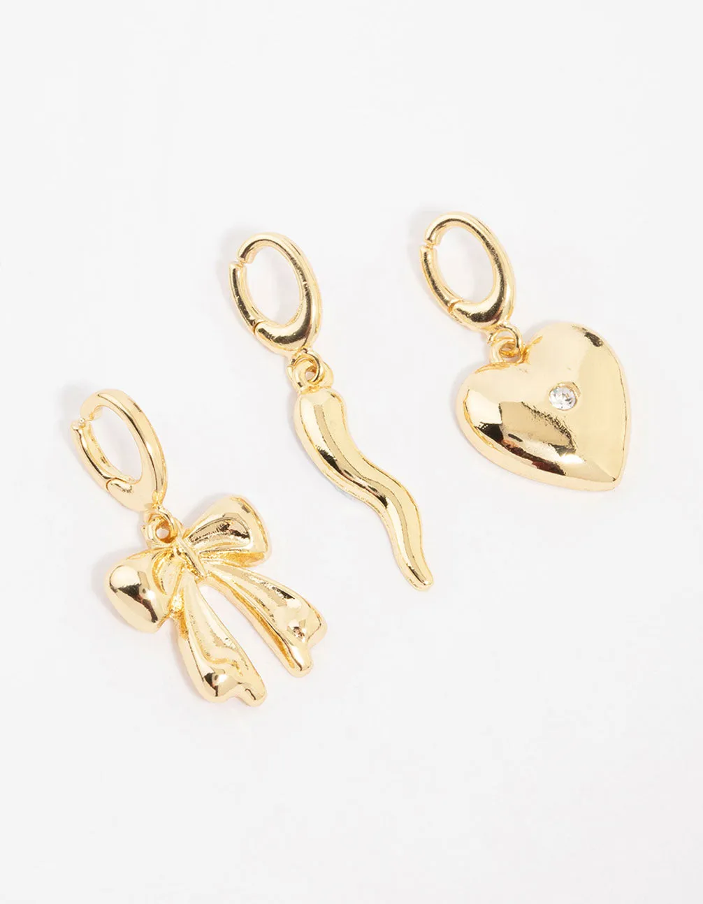 Gold Plated Chilli & Bow Charms 3-Pack sold by lovisa