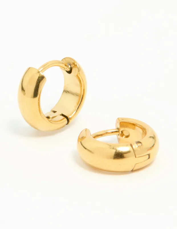 Waterproof Gold Plated Stainless Steel Chubby Huggie Earrings sold by lovisa