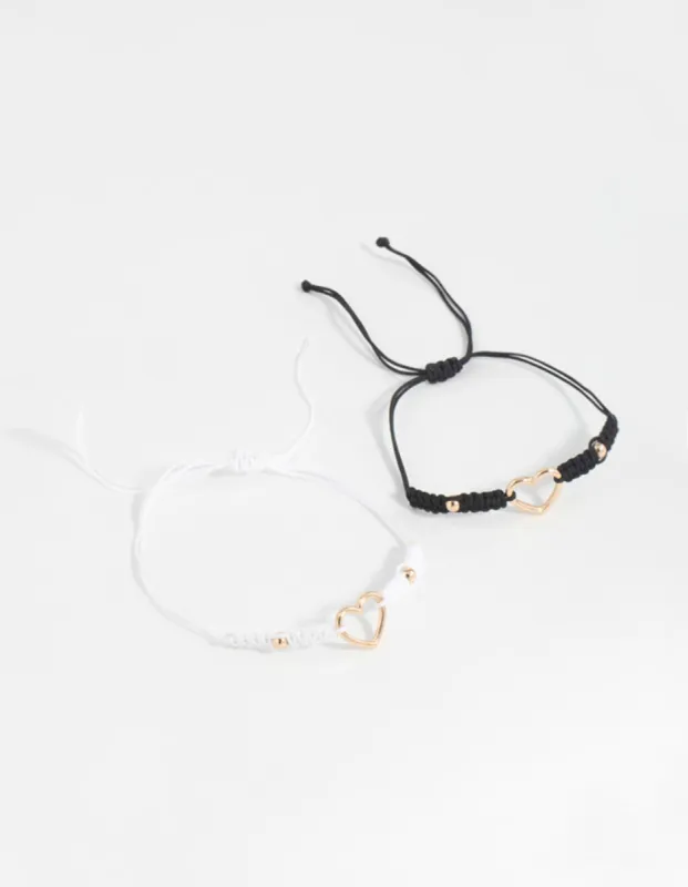 Gold Tie Heart Bracelets 2-Pack sold by lovisa