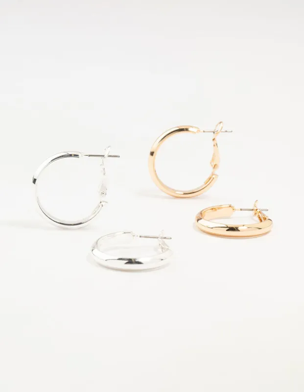 Mixed Metals Medium Clean Hoop Earrings 2-Pack sold by lovisa