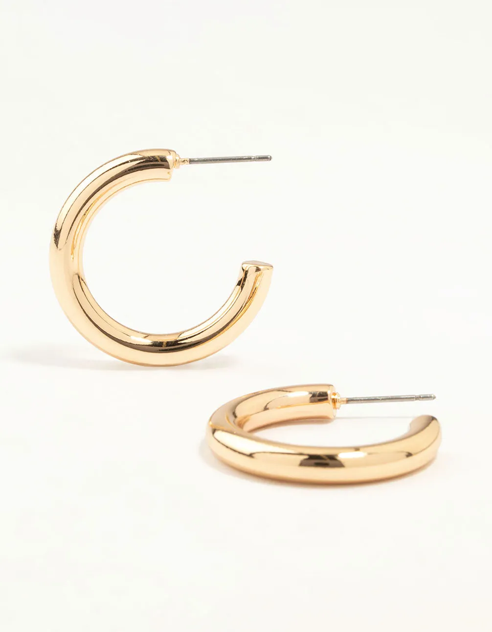 Gold Medium Slim Hoop Earrings sold by lovisa