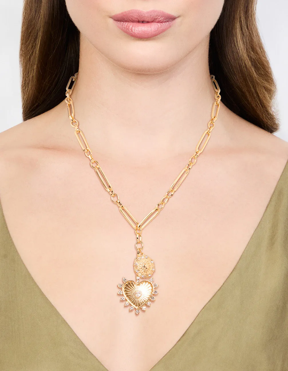 Gold Plated Heart & Sun Charm Necklace sold by lovisa product image thumbnail 2