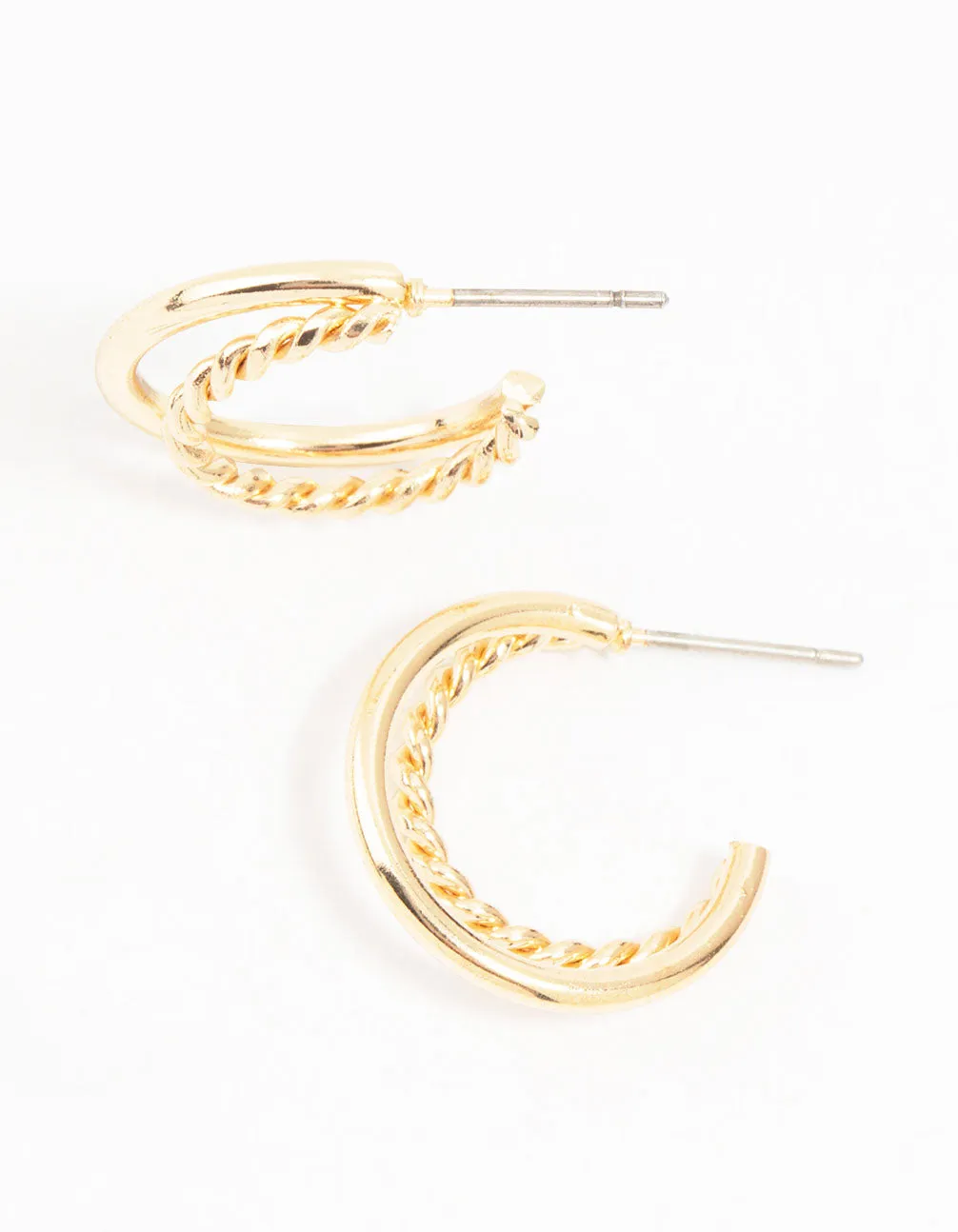Gold Pearl Studs & Twisted Hoop Earrings 2-Pack sold by lovisa product image thumbnail 3