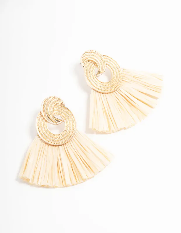 Gold Raffia Fan Drop Earrings sold by lovisa