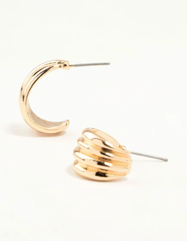 Gold Ridge Huggie Hoop Earrings sold by lovisa