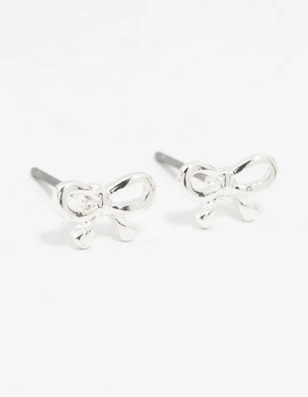 Silver Petite Bow Stud Earrings sold by lovisa