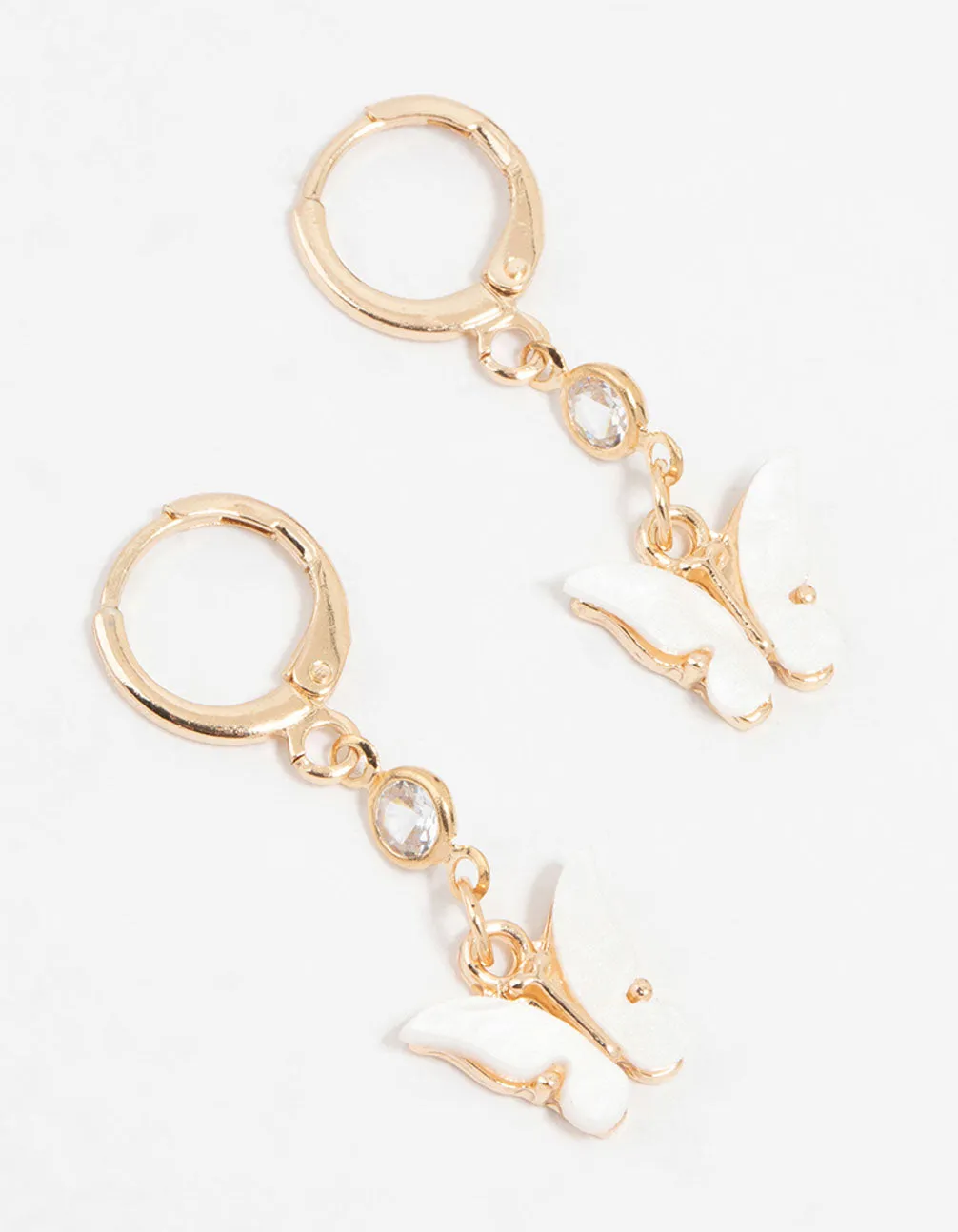 Gold Diamante Butterfly Huggie Earrings sold by lovisa